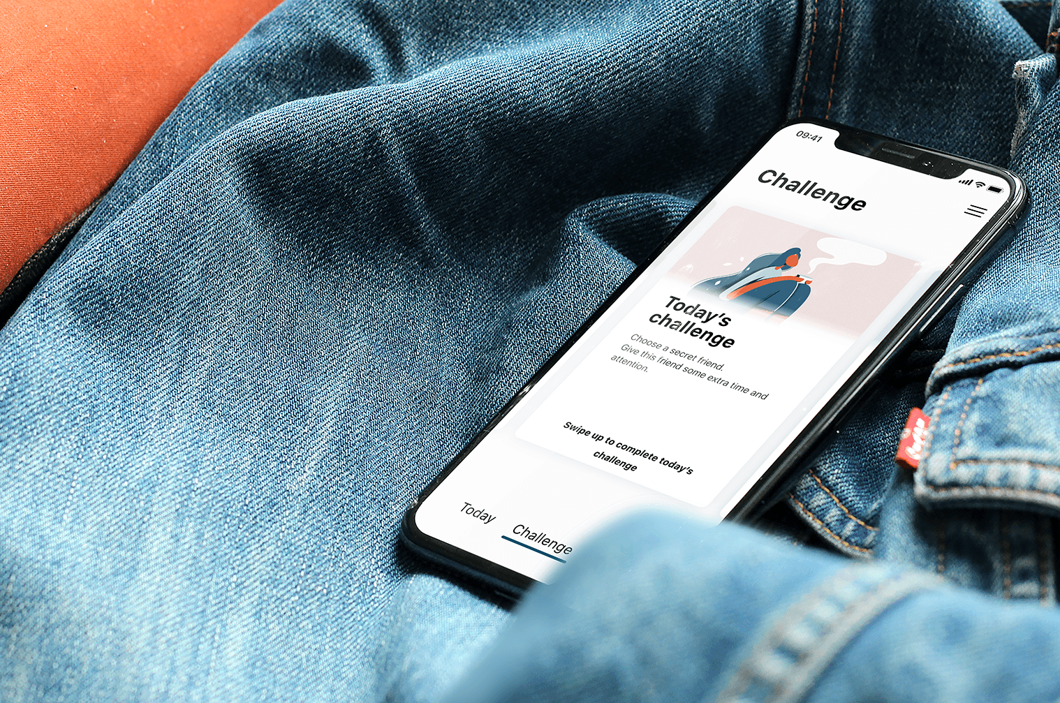 Redesigned Heia Meg app screens showing daily goals and supportive content